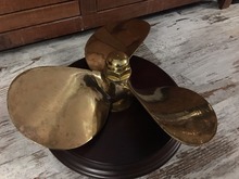 <span class=sold>** SOLD **</span>Brass propeller on mahogony base